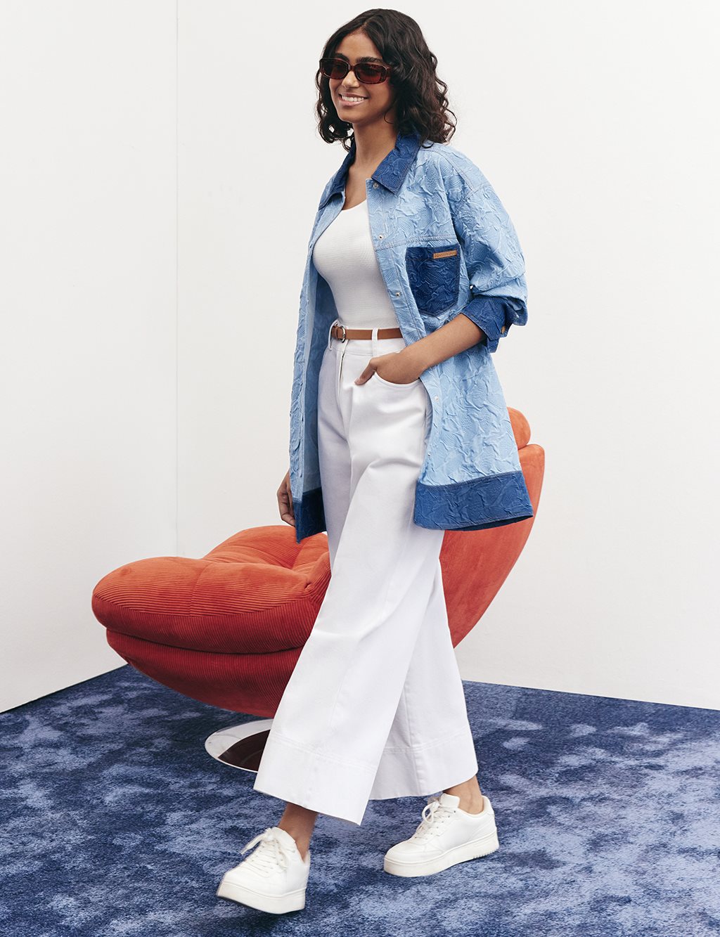 Embossed Denim Jacket Blue 