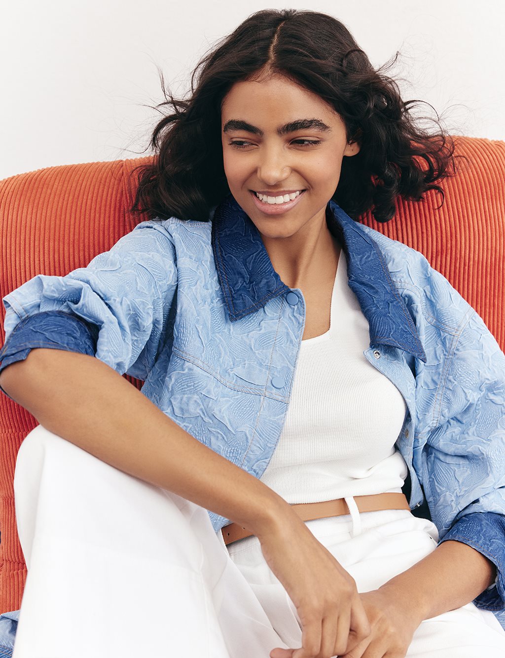 Embossed Denim Jacket Blue 
