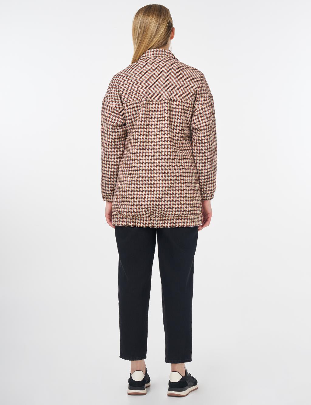 Houndstooth Patterned Pouch Pocket Jacket Tile
