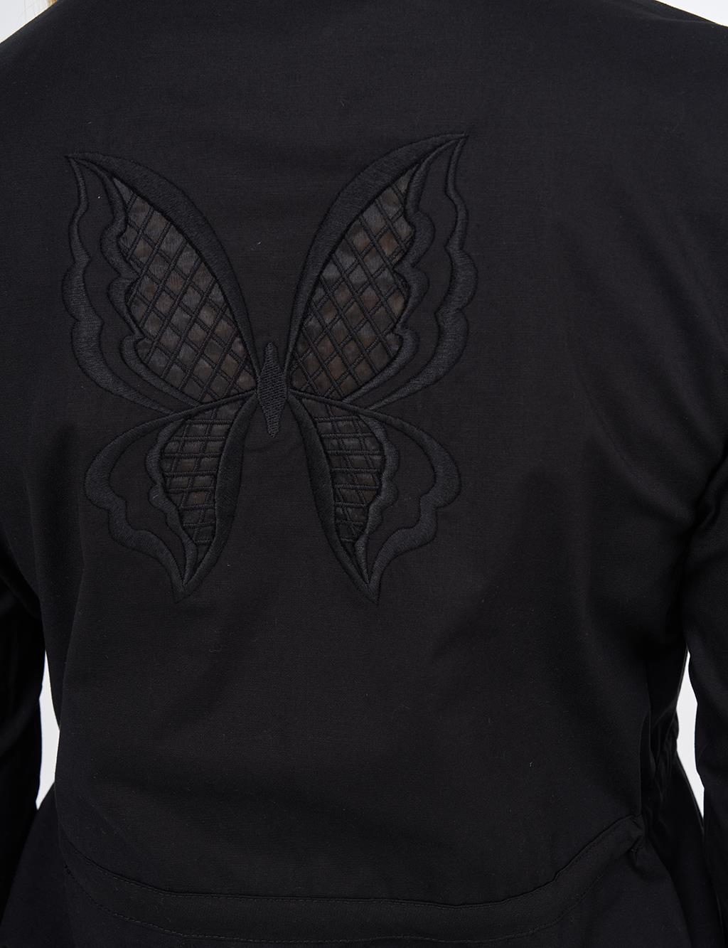 Embroidered Cotton Blouse Black