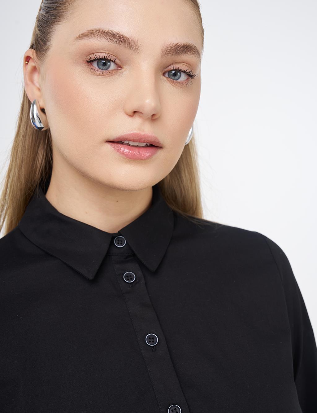 Embroidered Cotton Blouse Black