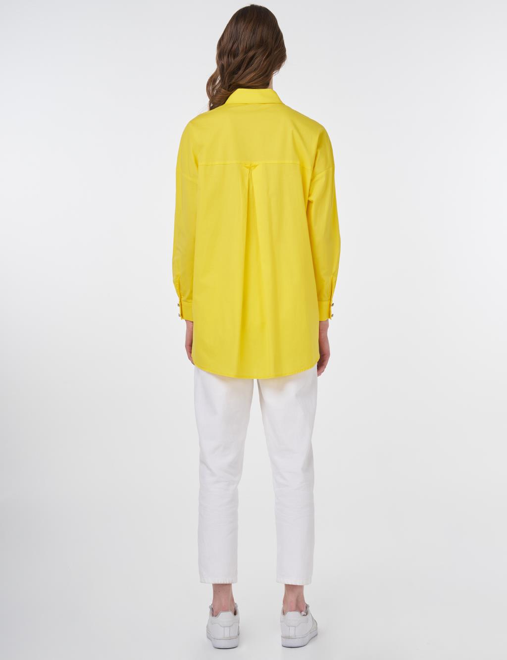 Stone Embroidered Cotton Tunic Yellow
