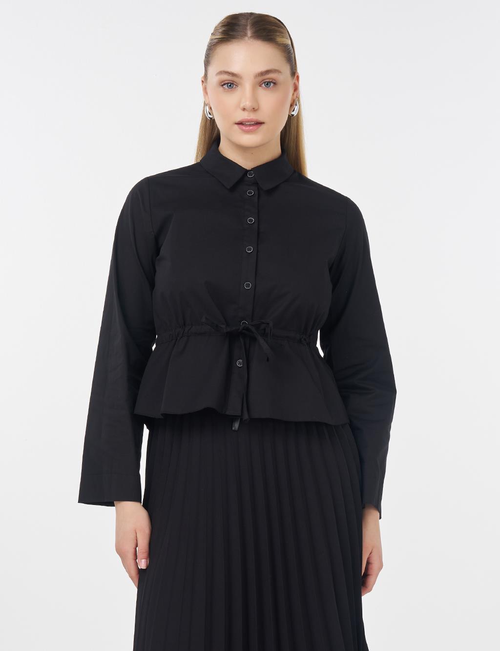 Embroidered Cotton Blouse Black