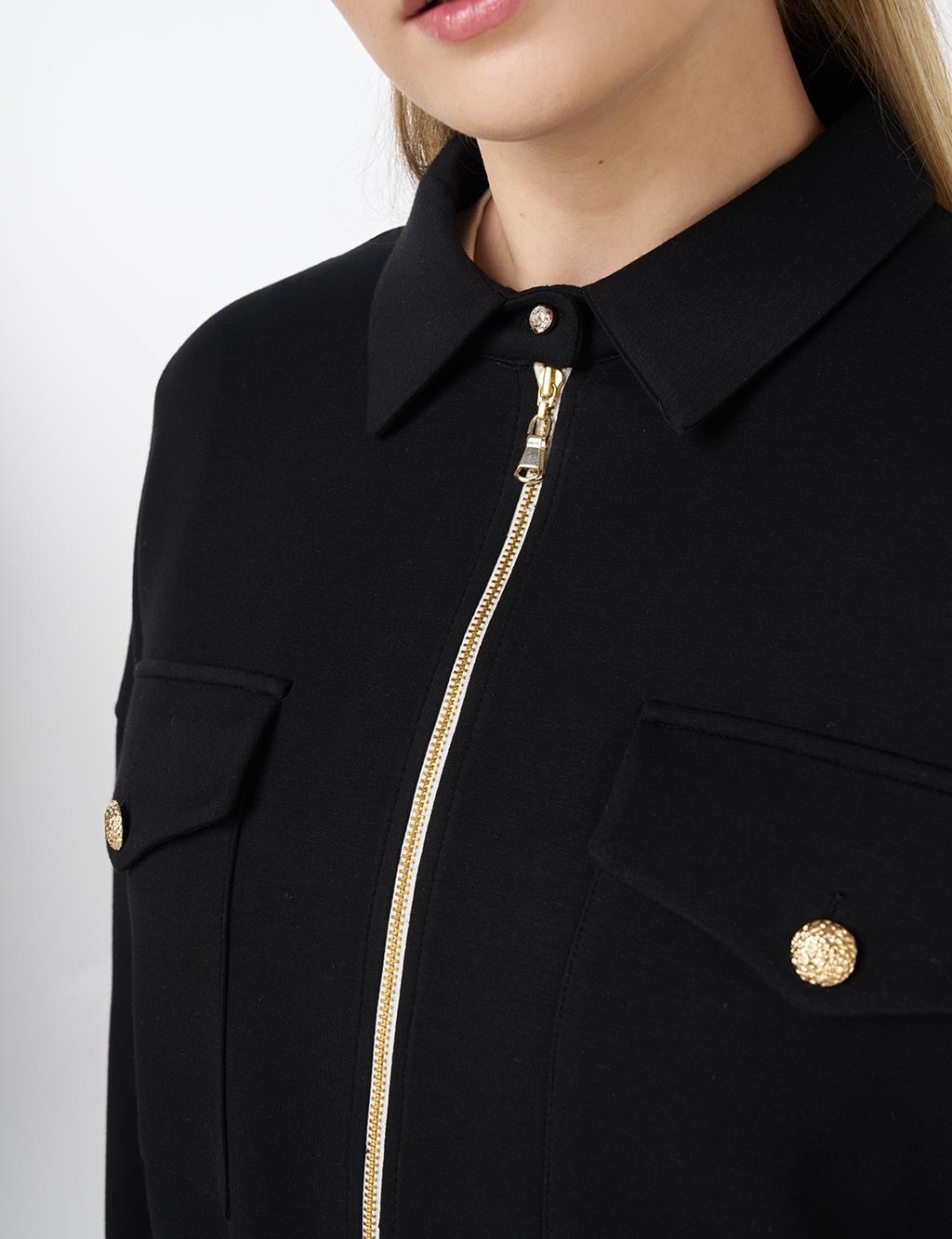 Pocket Detailed Scuba Two Piece Suit Black