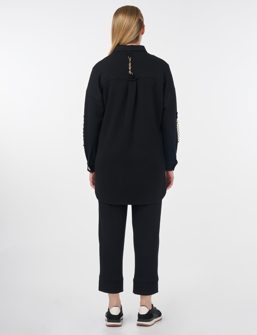 Pocket Detailed Scuba Two Piece Suit Black