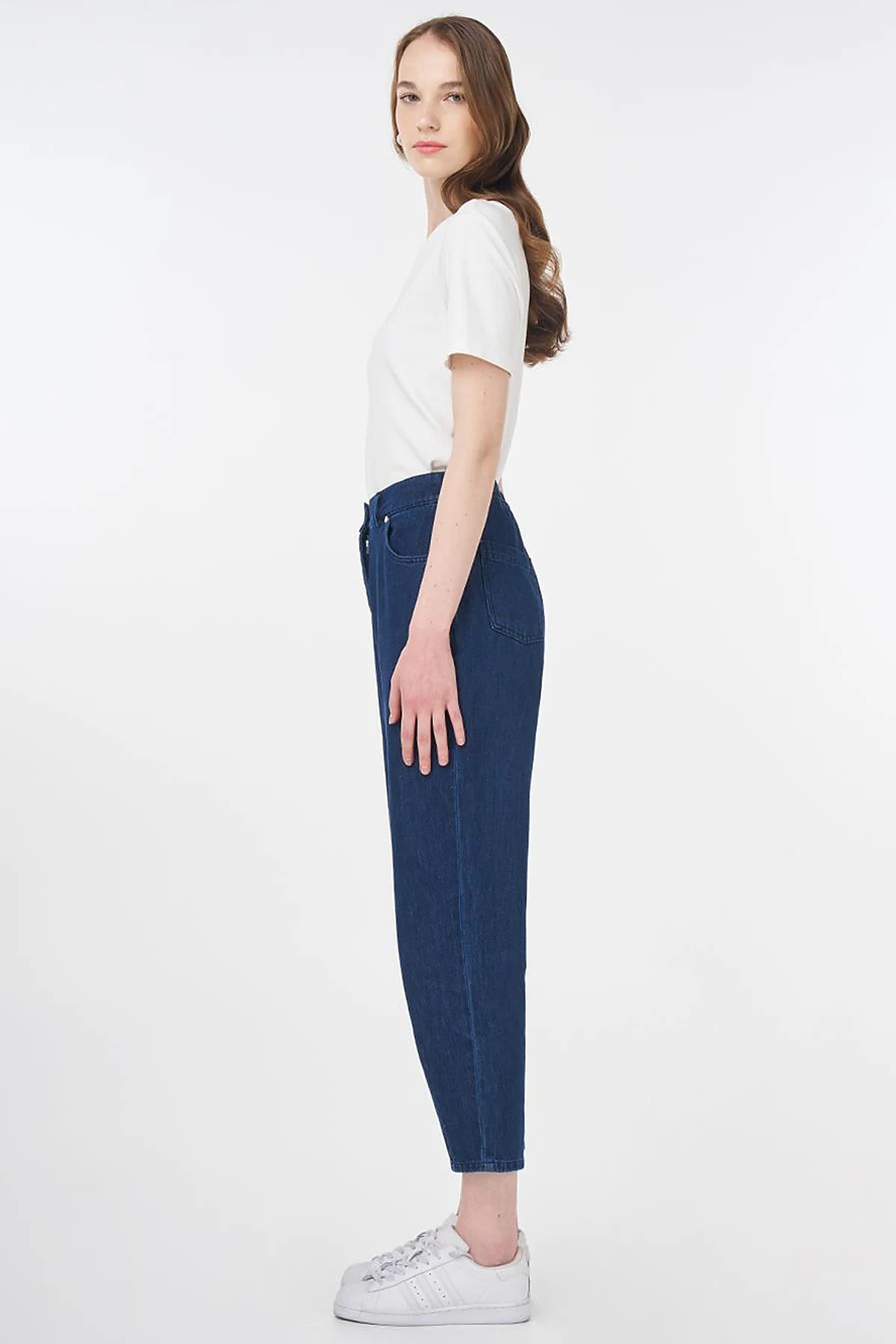 Carrot Cut Pocket Detailed Denim Pants Navy Blue
