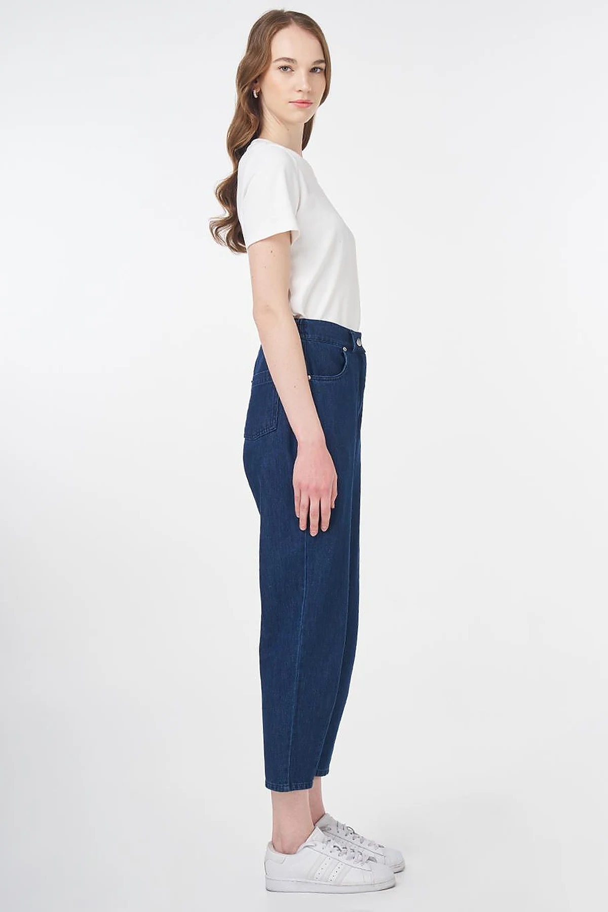Carrot Cut Pocket Detailed Denim Pants Navy Blue