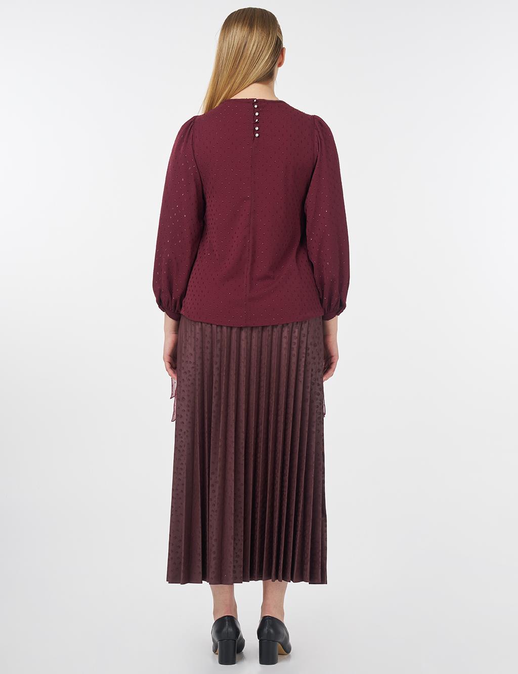 Drawstring Detail Blouse Burgundy
