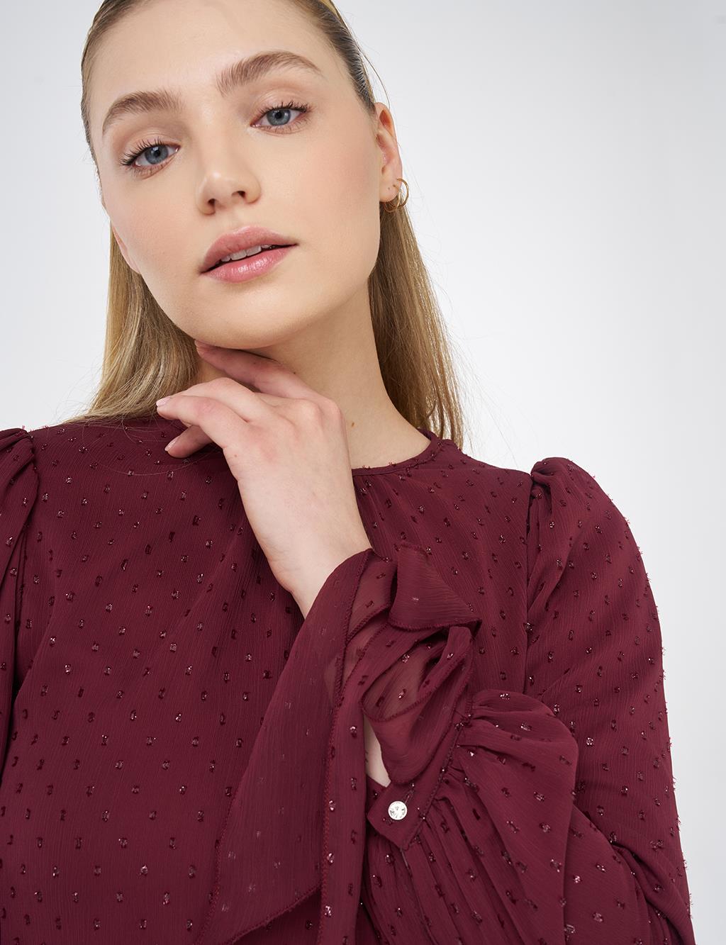 Drawstring Detail Blouse Burgundy