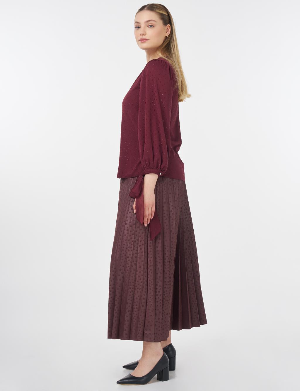 Drawstring Detail Blouse Burgundy
