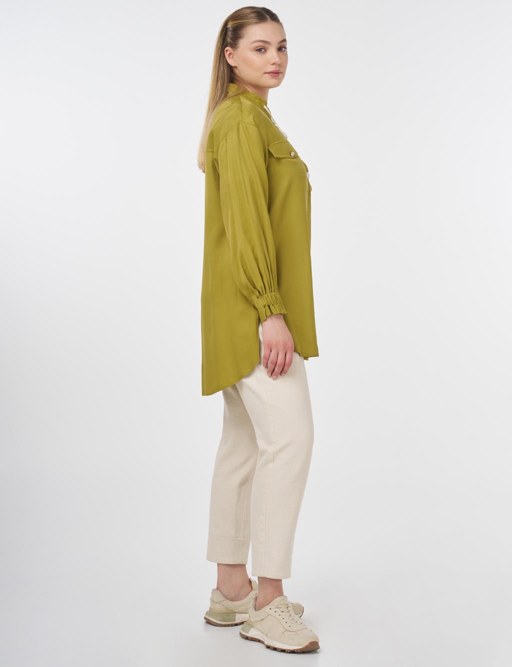 Flap Pocket Stand-Up Tunic Khaki