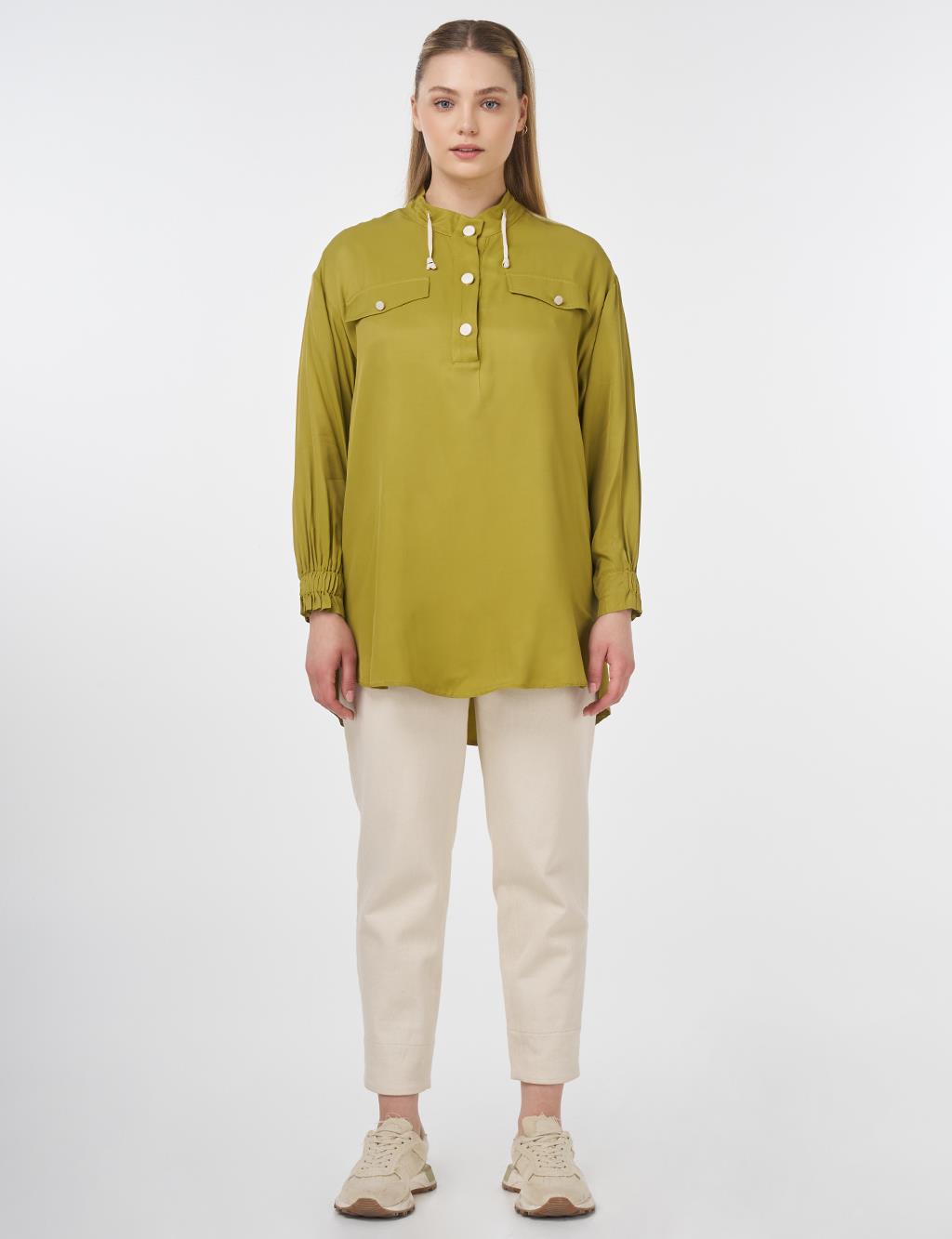 Flap Pocket Stand-Up Tunic Khaki