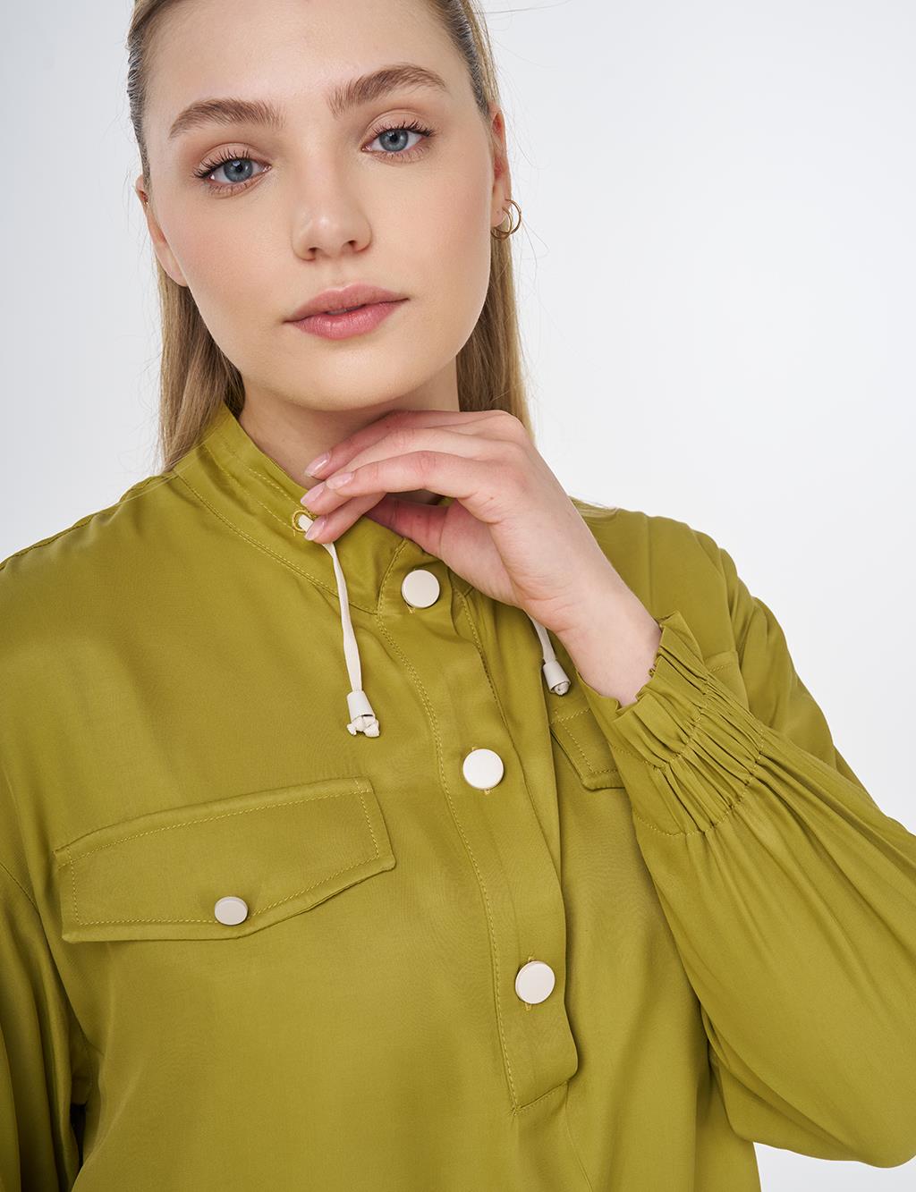 Flap Pocket Stand-Up Tunic Khaki