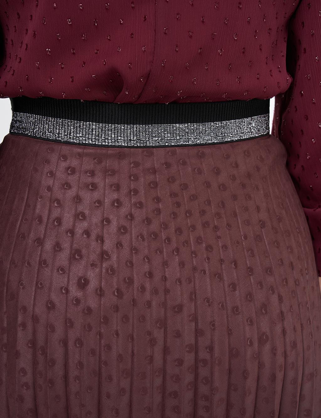 Polka Dot Pleated Skirt Plum