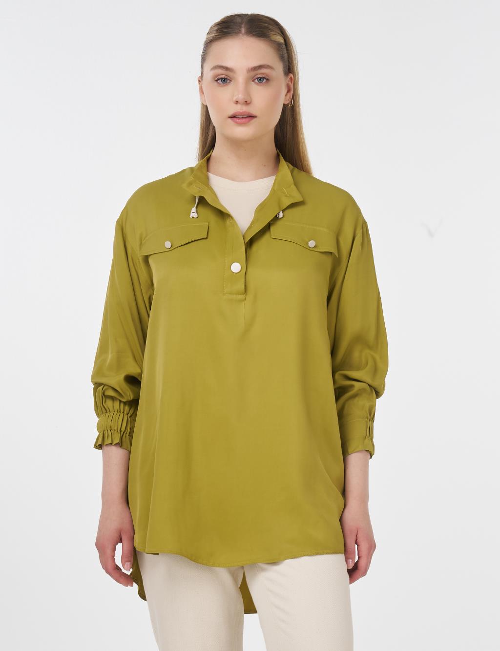 Flap Pocket Stand-Up Tunic Khaki
