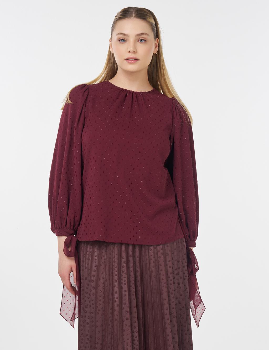 Drawstring Detail Blouse Burgundy