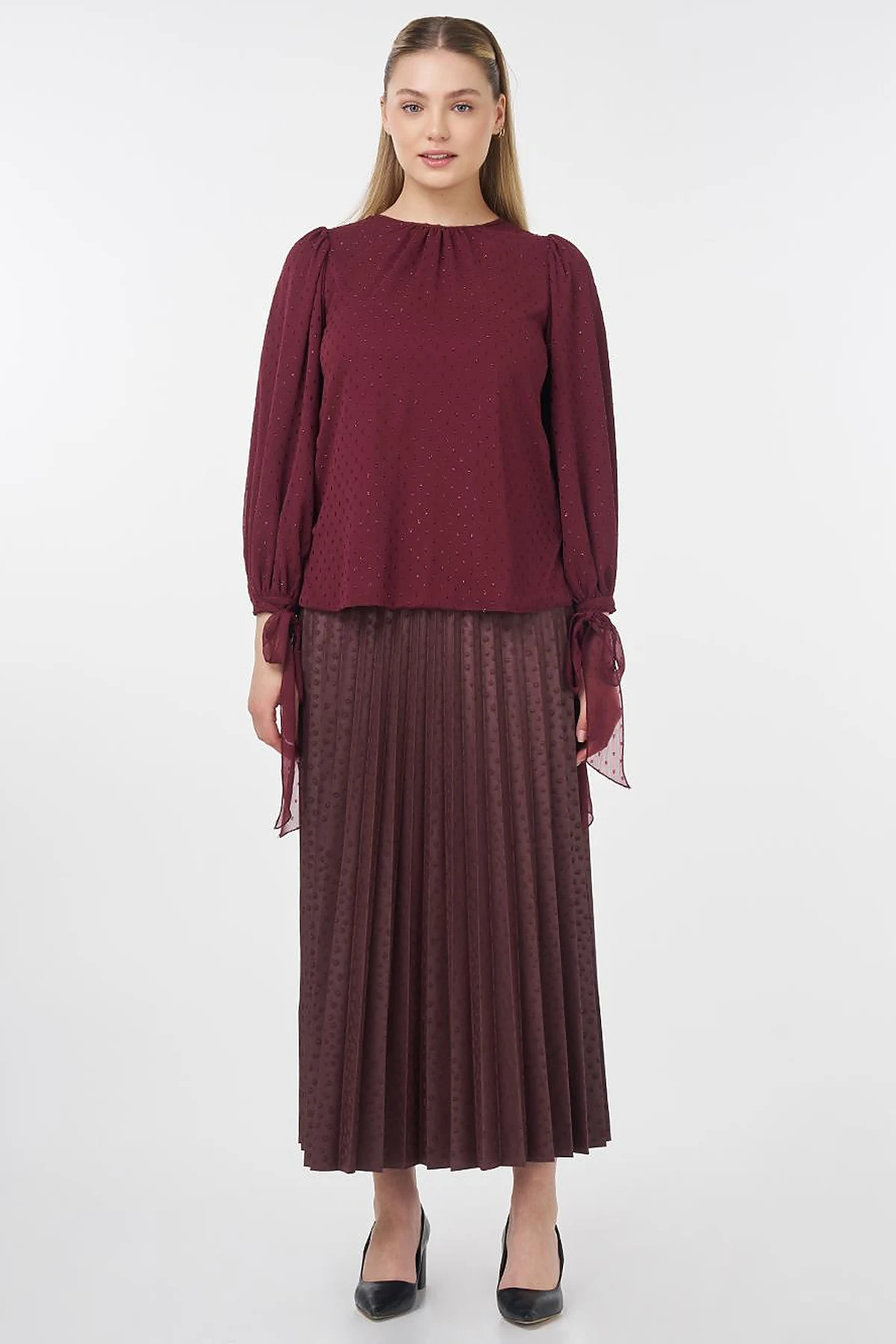 Drawstring Detail Blouse Burgundy