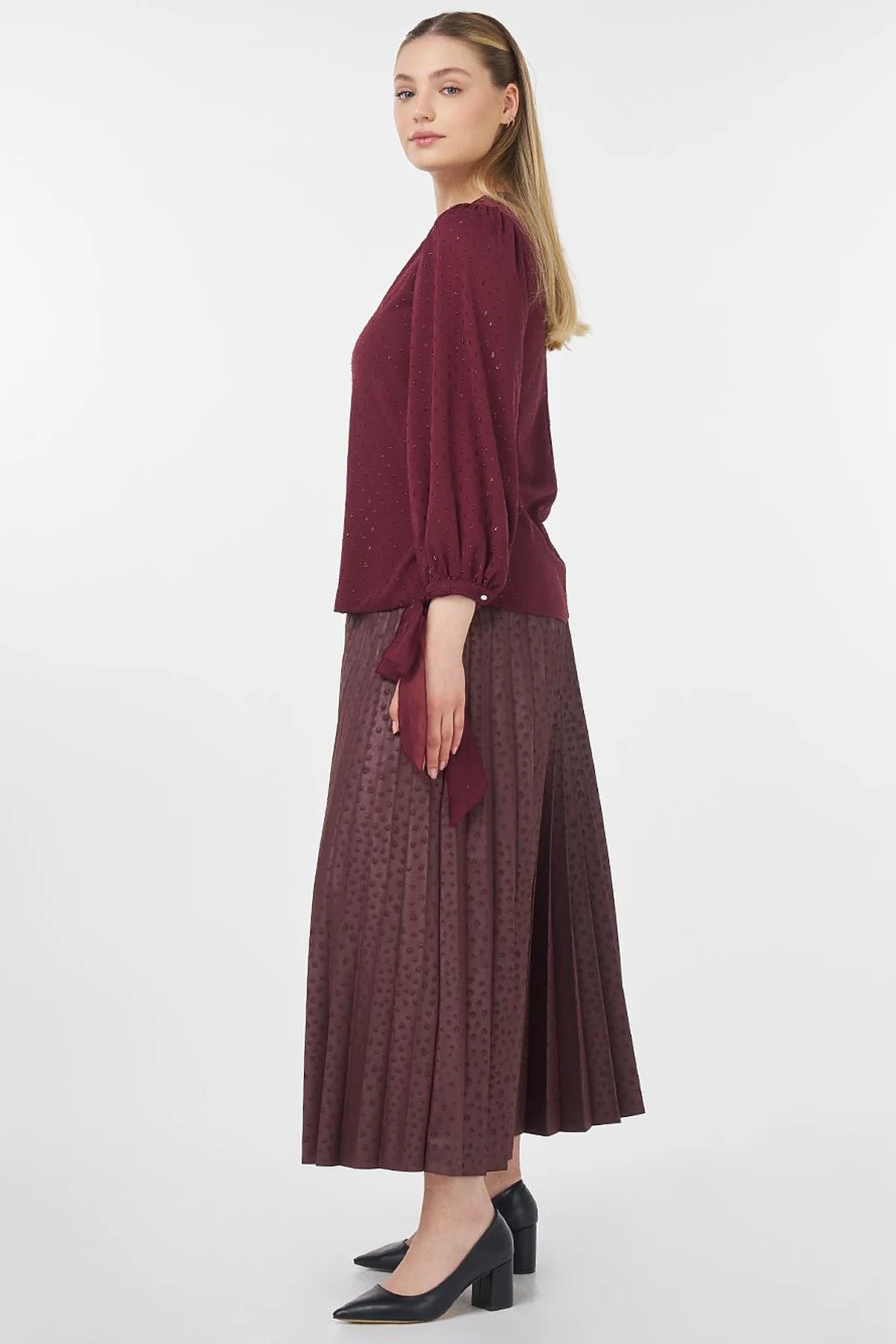 Drawstring Detail Blouse Burgundy