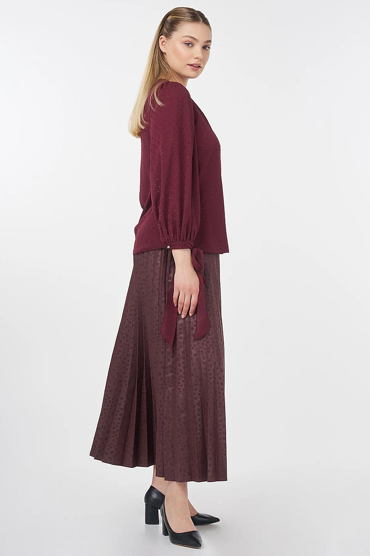 Drawstring Detail Blouse Burgundy