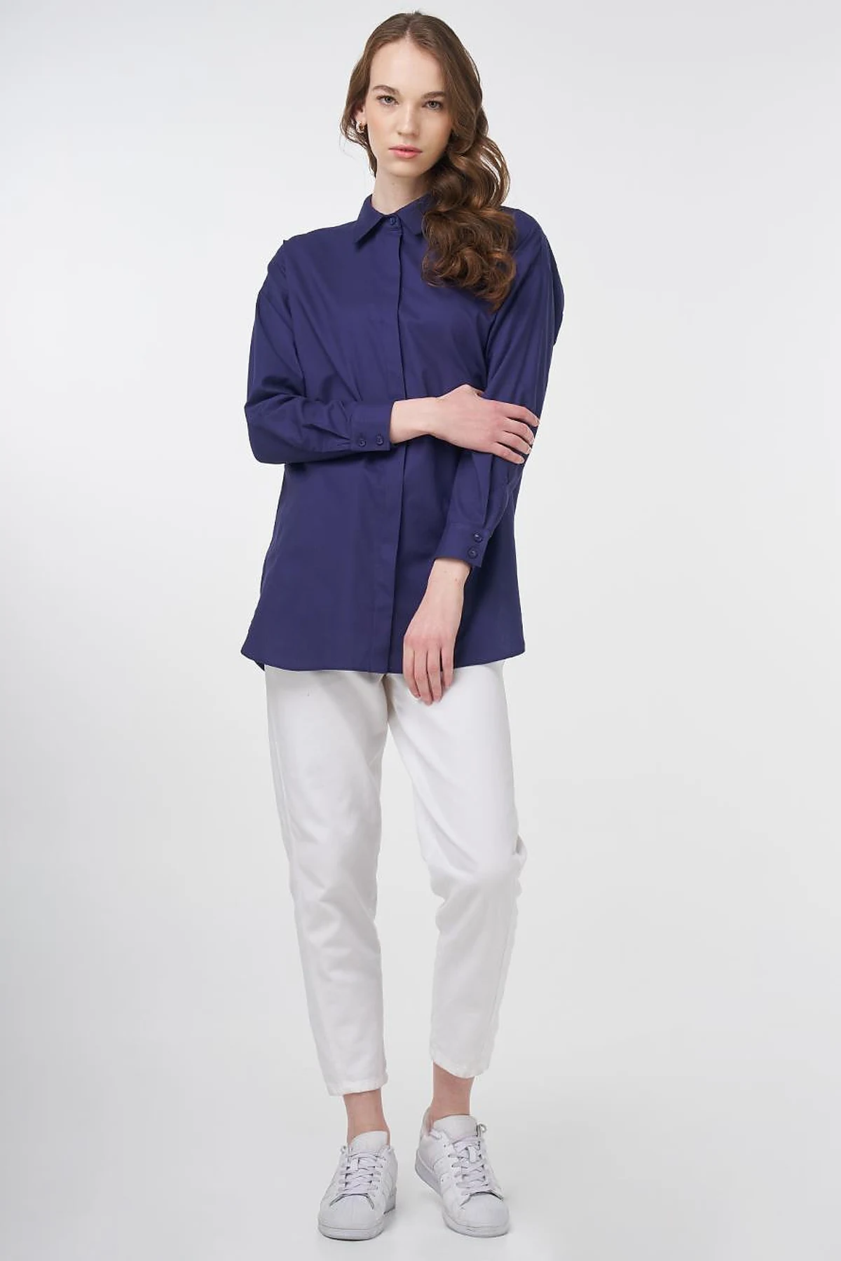 Basic Cotton Shirt Navy Blue