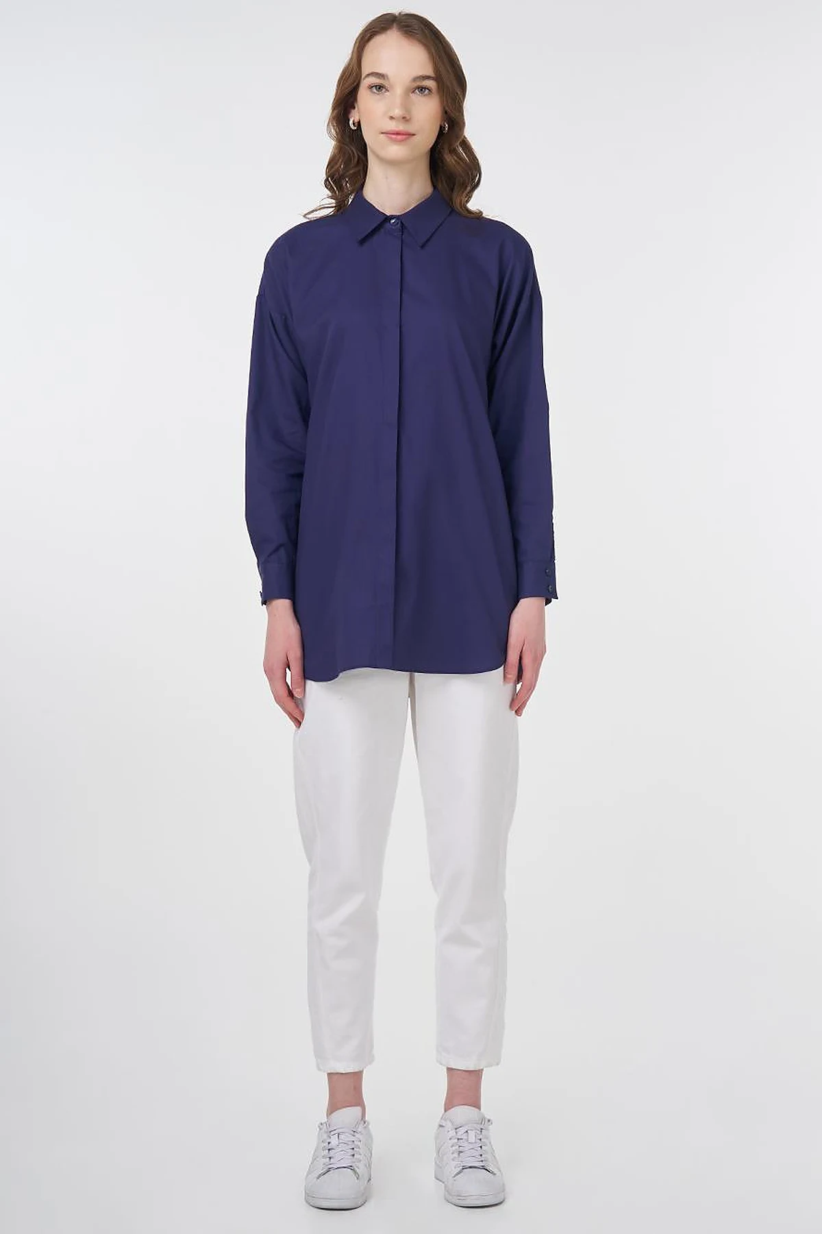 Basic Cotton Shirt Navy Blue