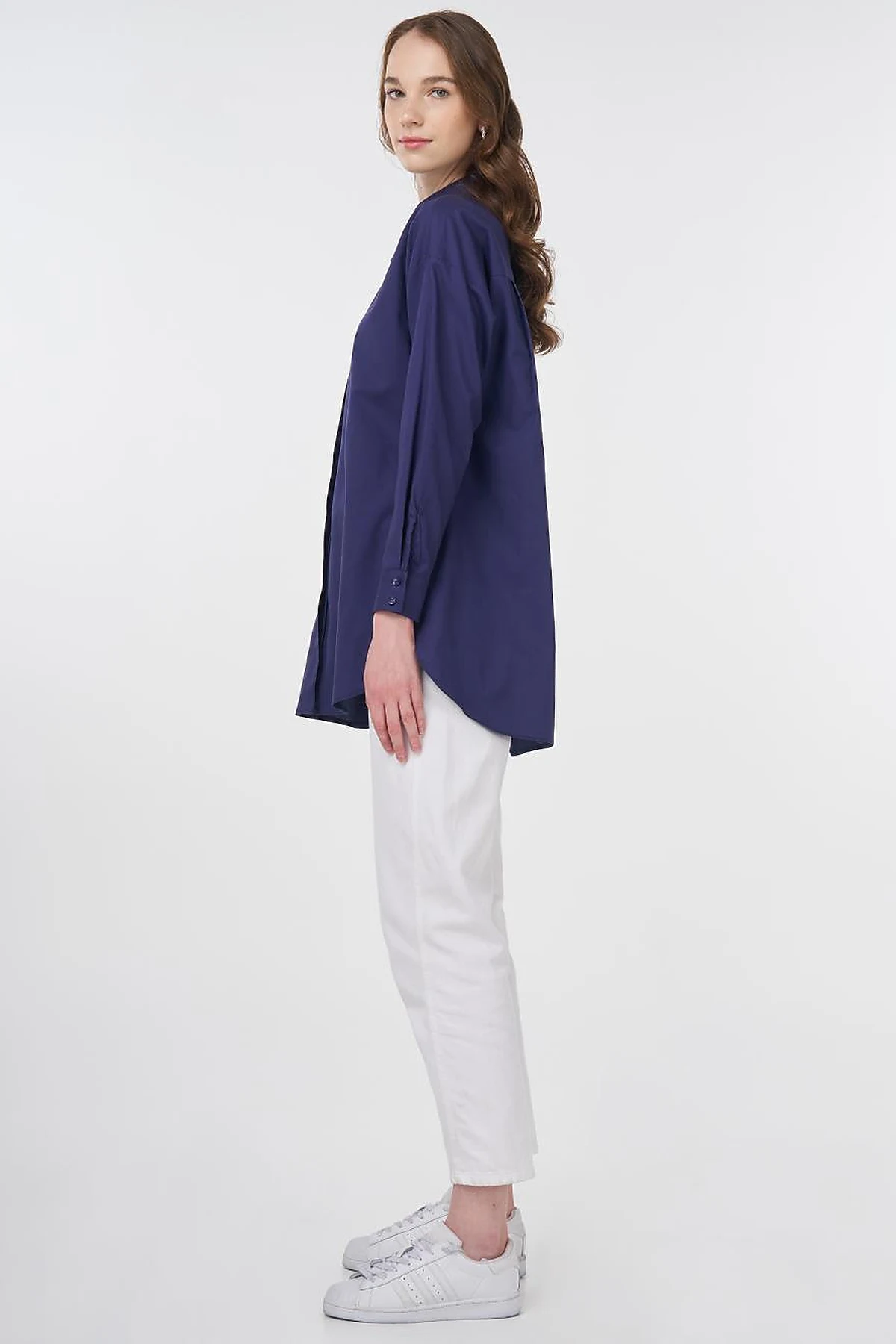 Basic Cotton Shirt Navy Blue