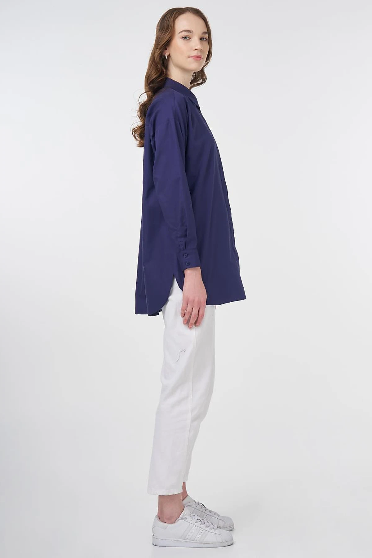 Basic Cotton Shirt Navy Blue
