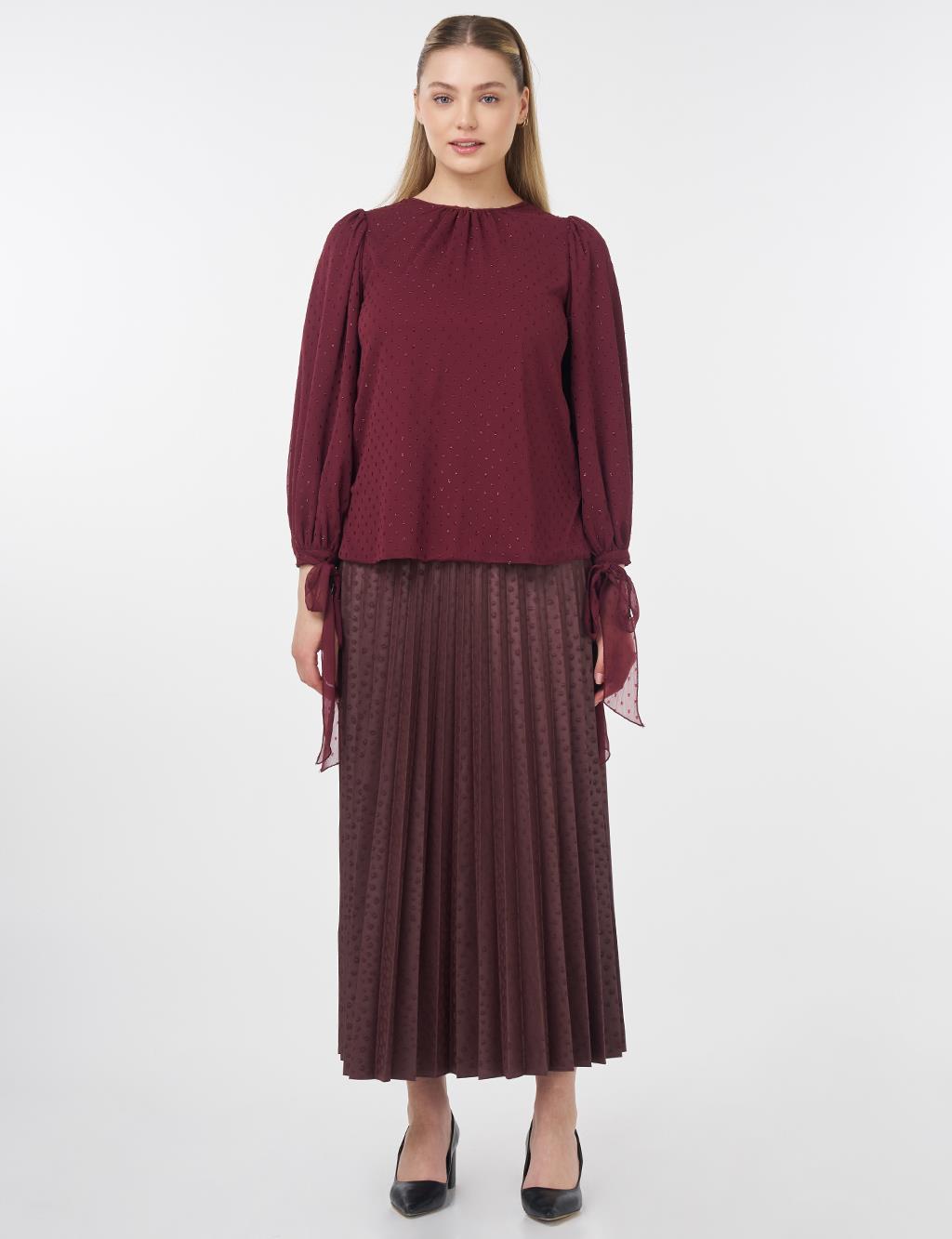 Drawstring Detail Blouse Burgundy