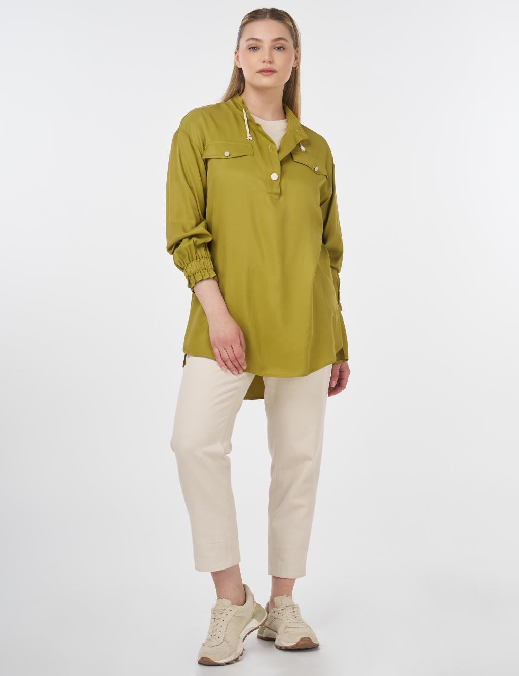 Flap Pocket Stand-Up Tunic Khaki