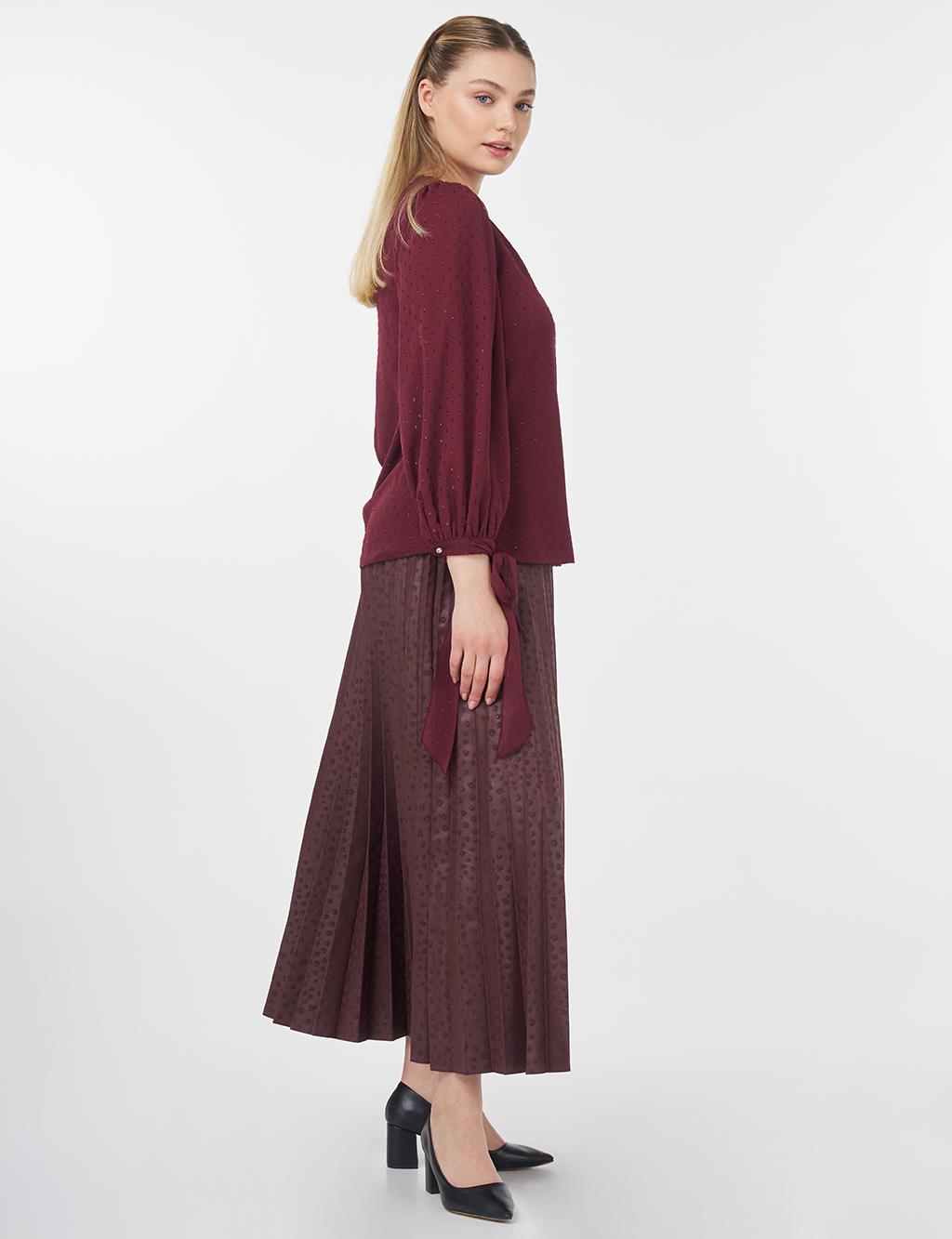 Drawstring Detail Blouse Burgundy