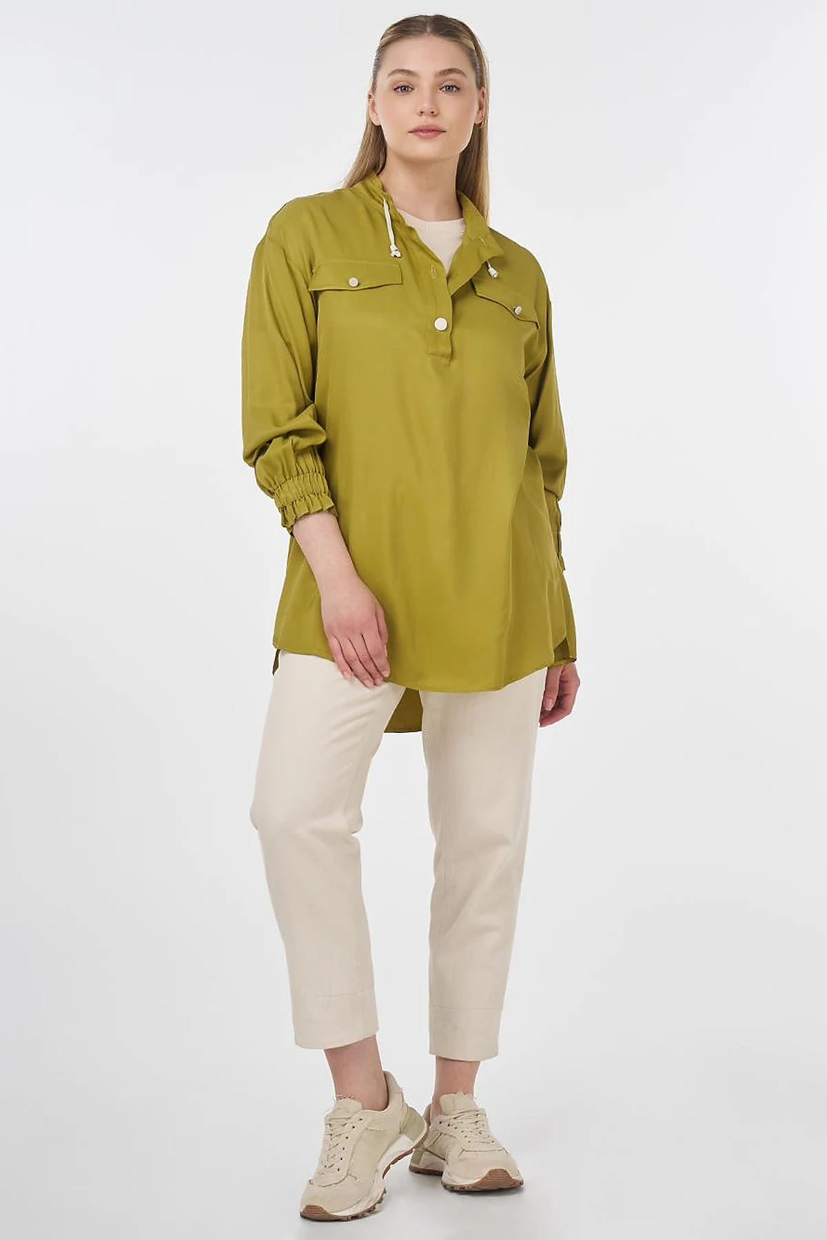 Flap Pocket Stand-Up Tunic Khaki