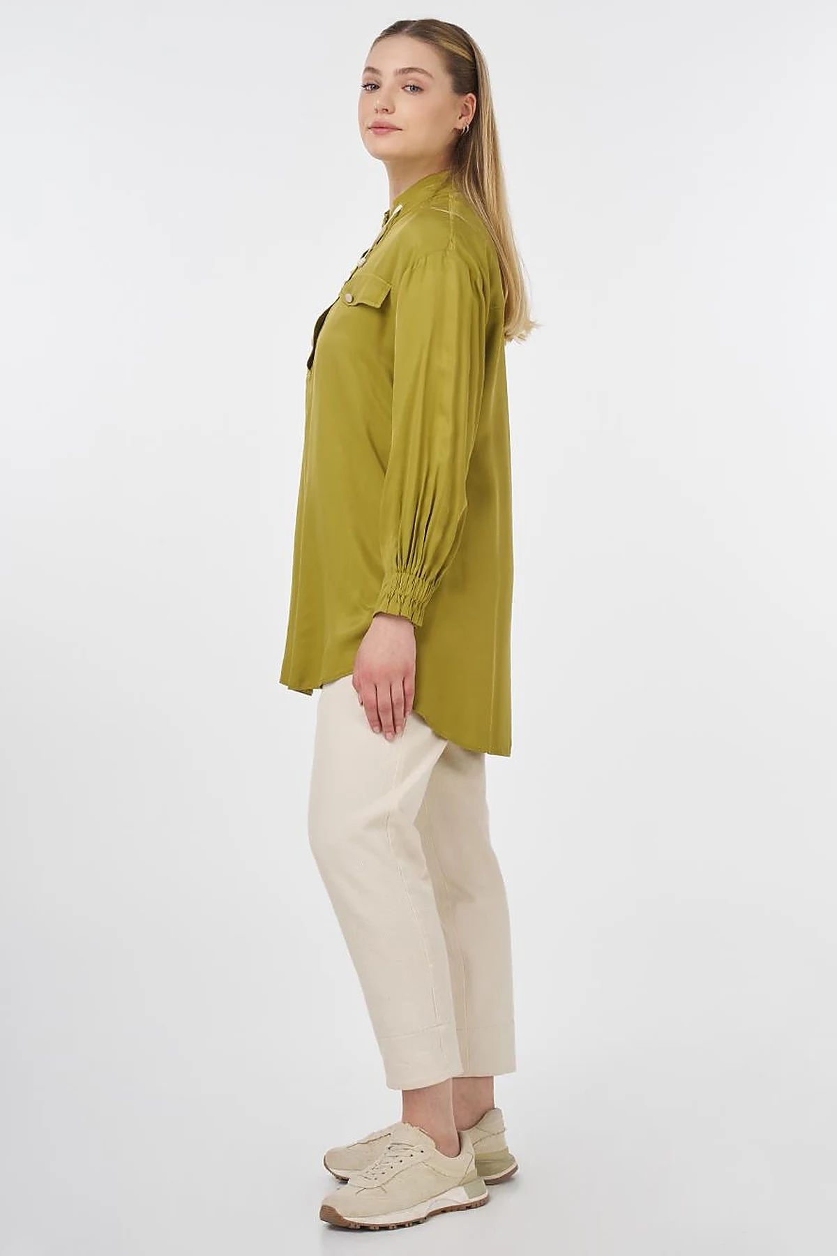 Flap Pocket Stand-Up Tunic Khaki
