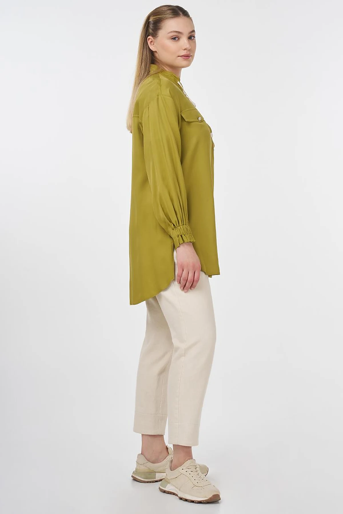 Flap Pocket Stand-Up Tunic Khaki