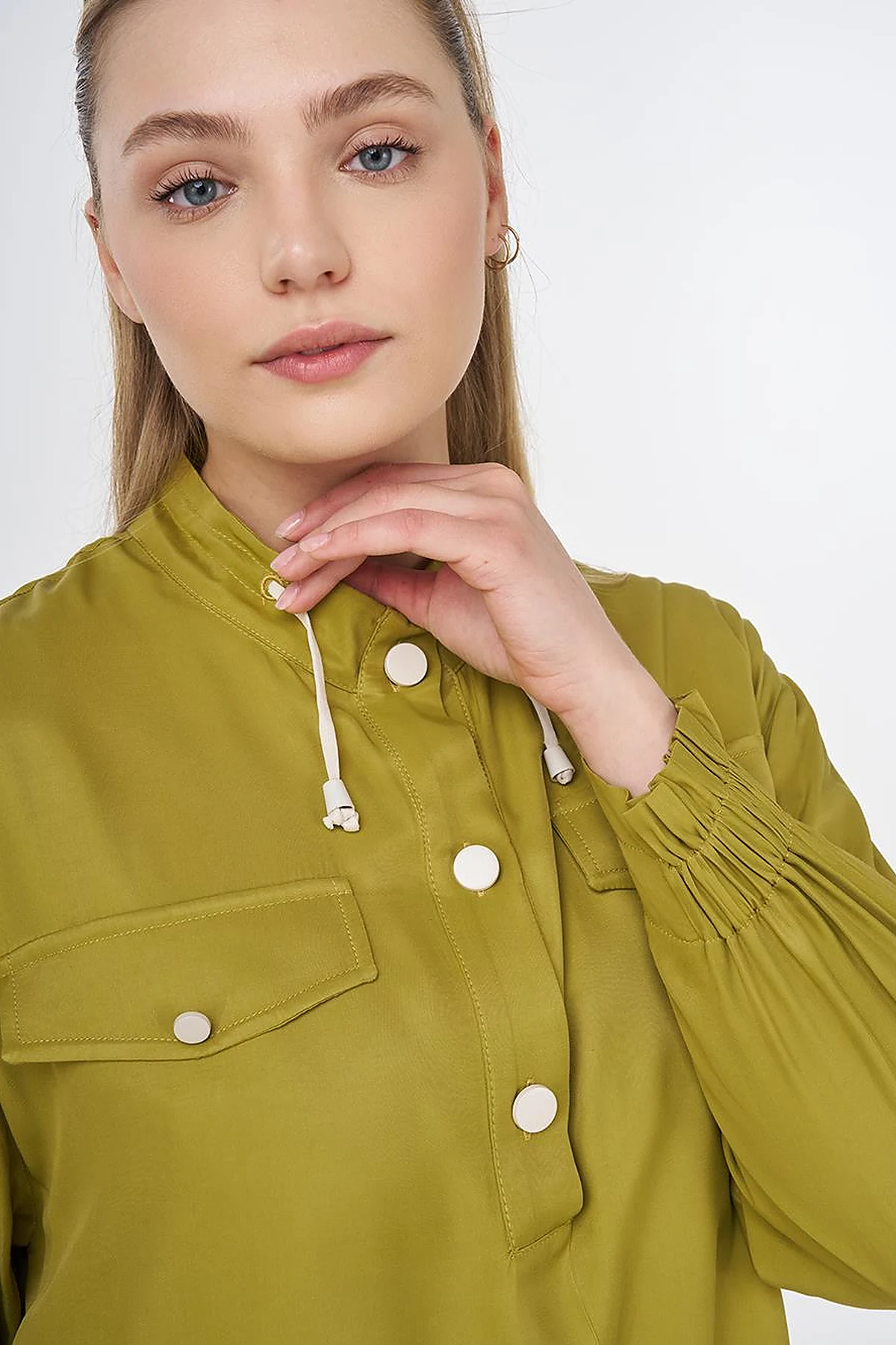 Flap Pocket Stand-Up Tunic Khaki