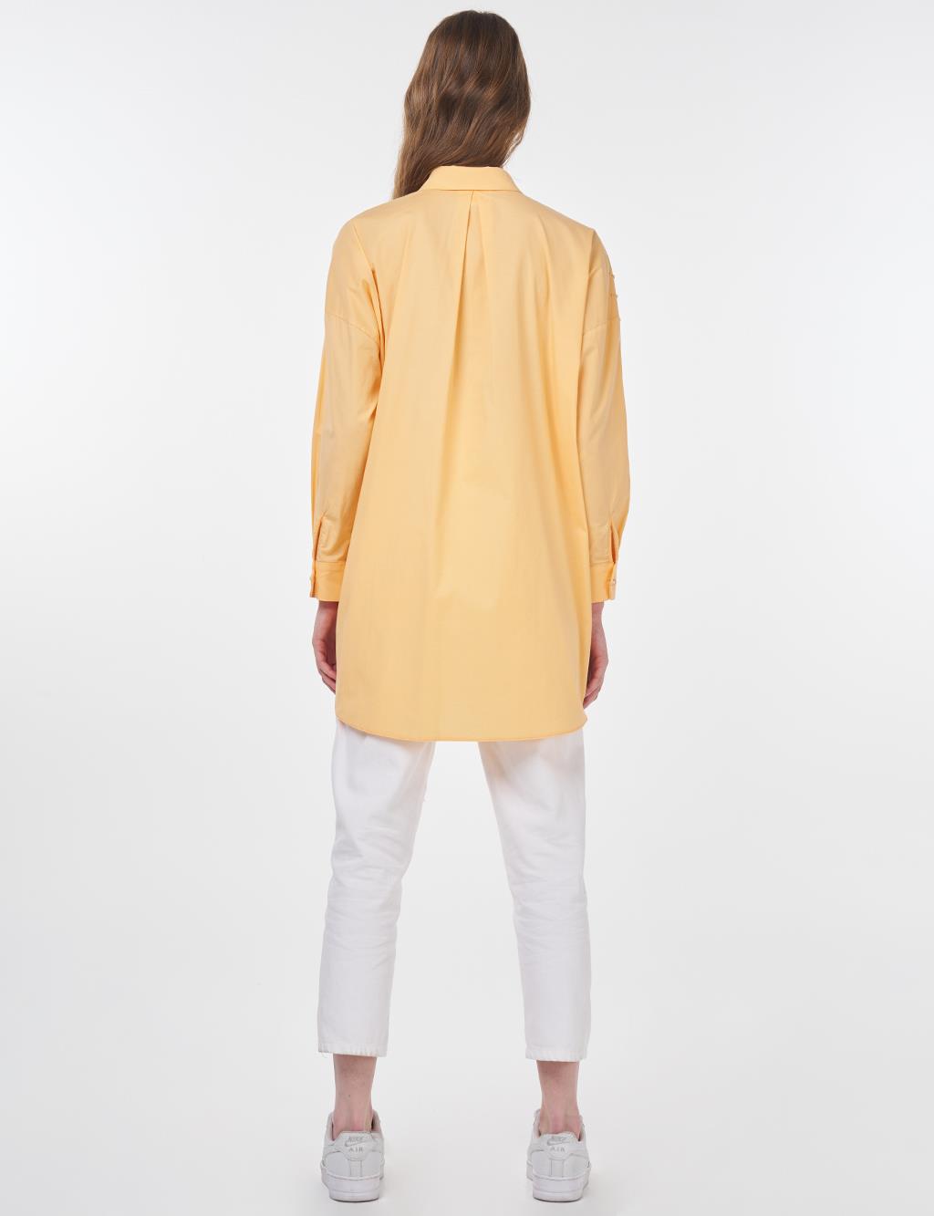 Beaded Embroidered Cotton Tunic Orange