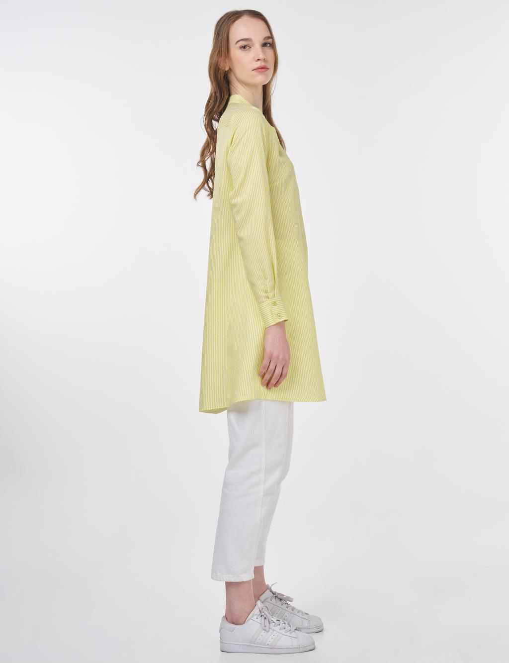 Striped Basic Tunic Pistachio Green