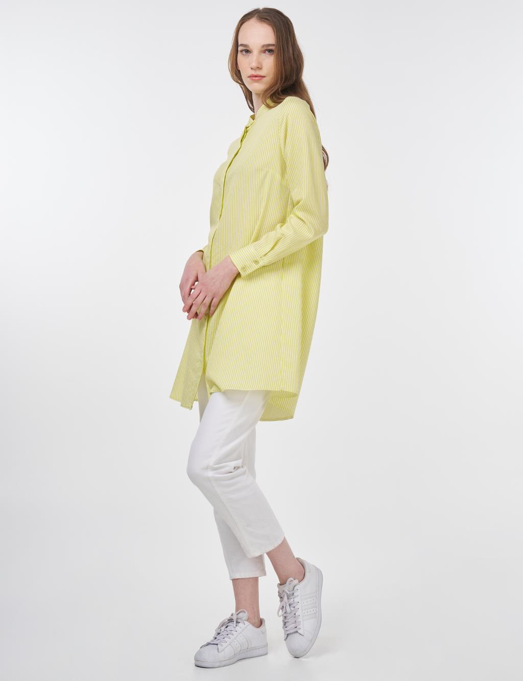 Striped Basic Tunic Pistachio Green