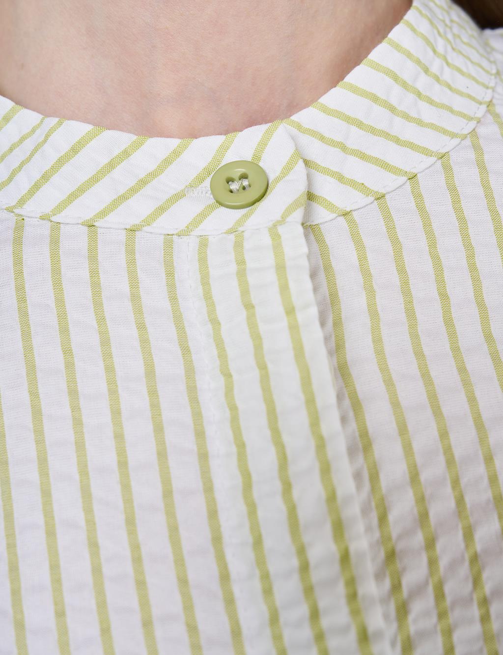 Mandarin Collar Cotton Basic Tunic Pistachio Green