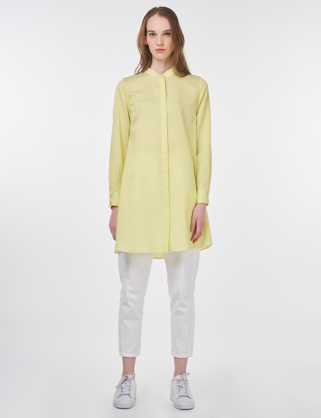 Striped Basic Tunic Pistachio Green
