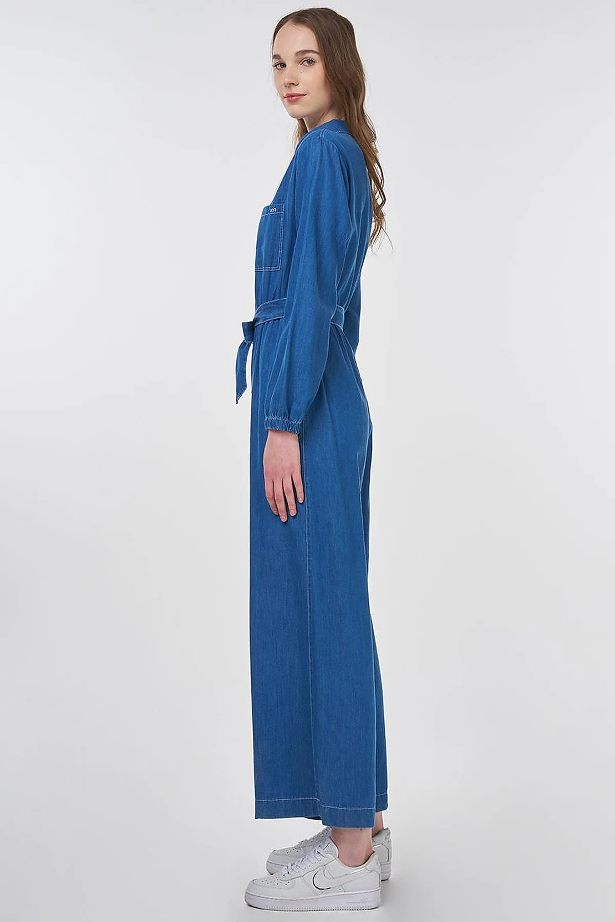 Belted Lyocell Jumpsuit in Blue