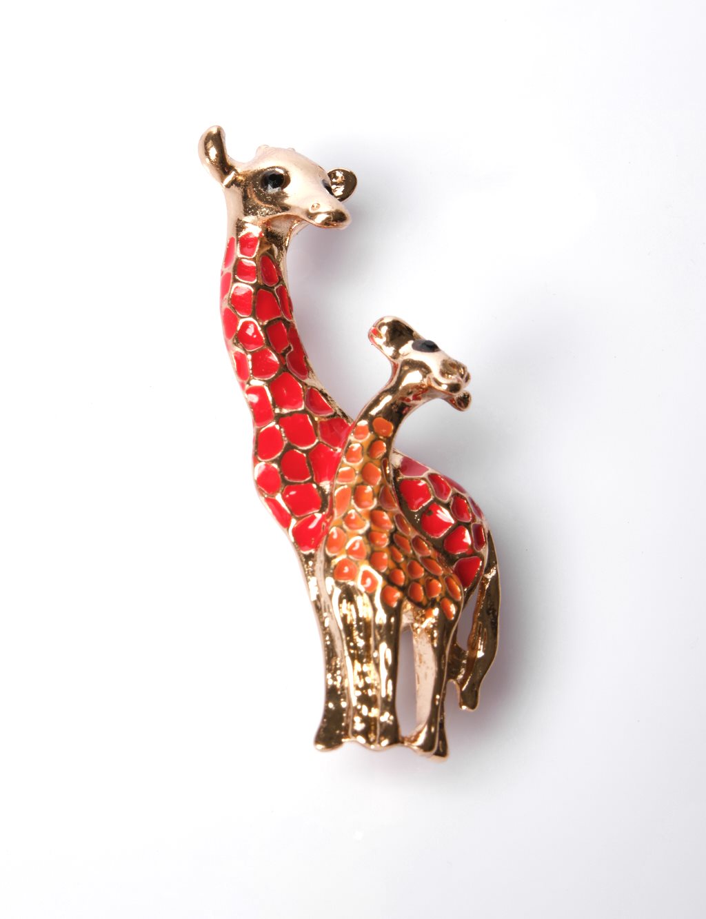 Double Giraffe Brooch Red