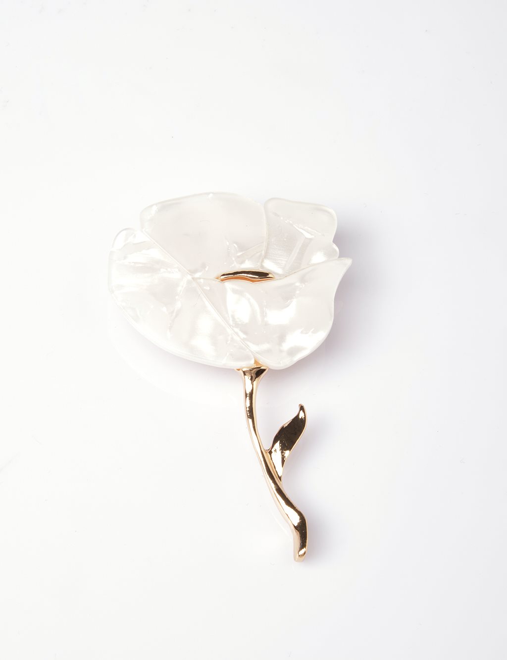 Bone Enameled Rose Brooch Optic White