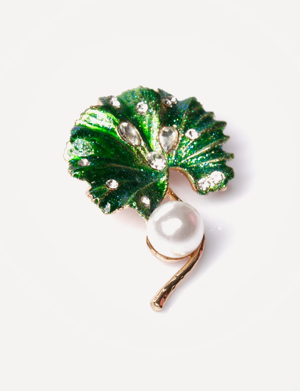 Leaf-Shaped Brooch Green