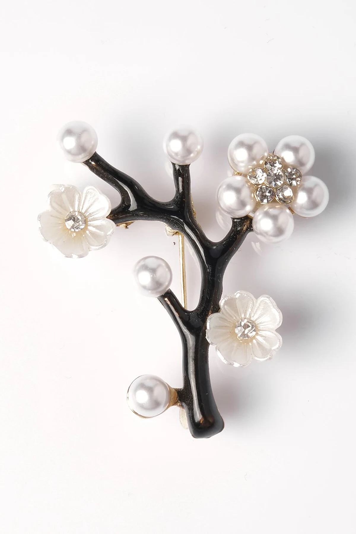 Pearl Detailed Branch Brooch Optic White