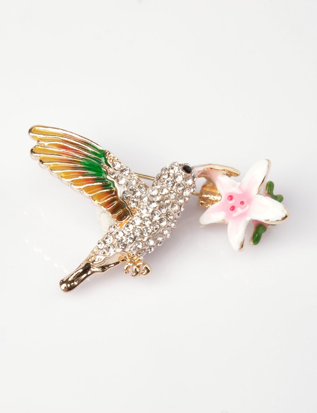Hummingbird Figured Brooch Pink