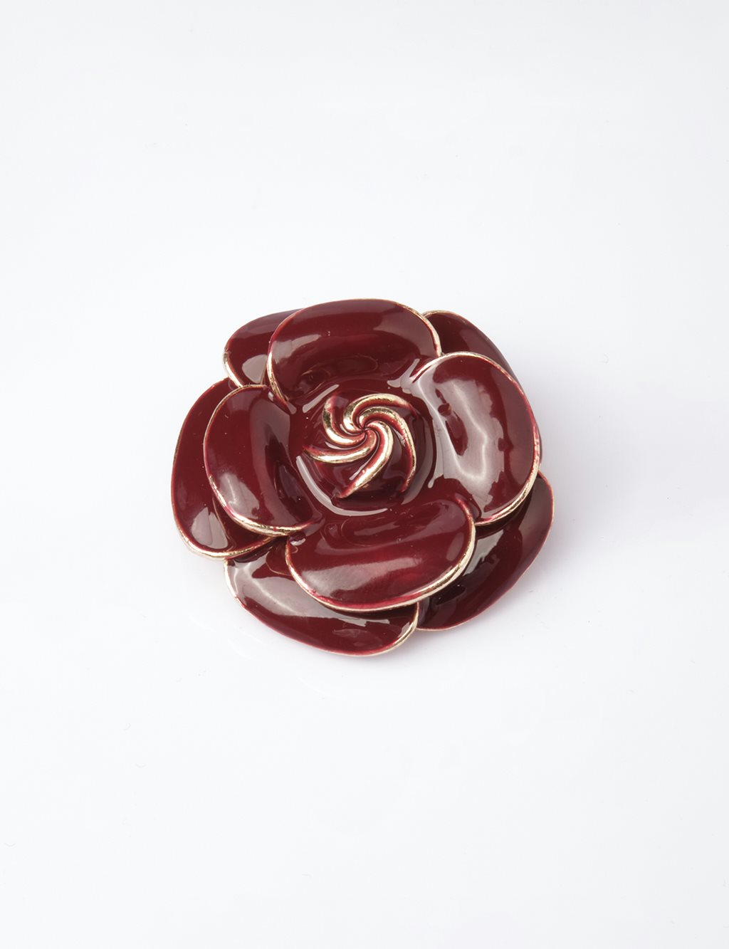 Rose Motif Brooch Claret Red