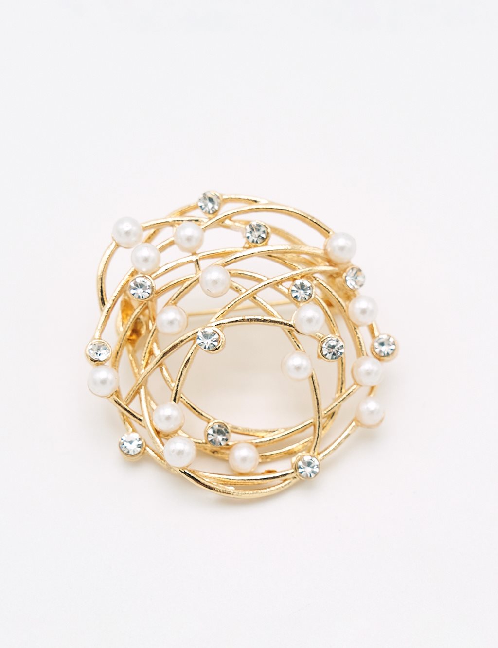 Pearl Ivy Motif Brooch Gold