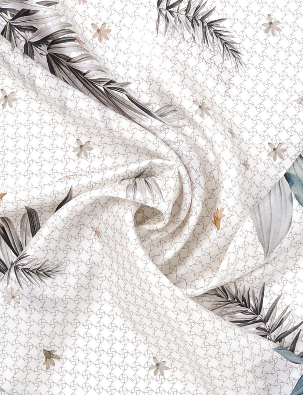 Monogram Patterned Twill Silk Scarf Çağla Yeşil