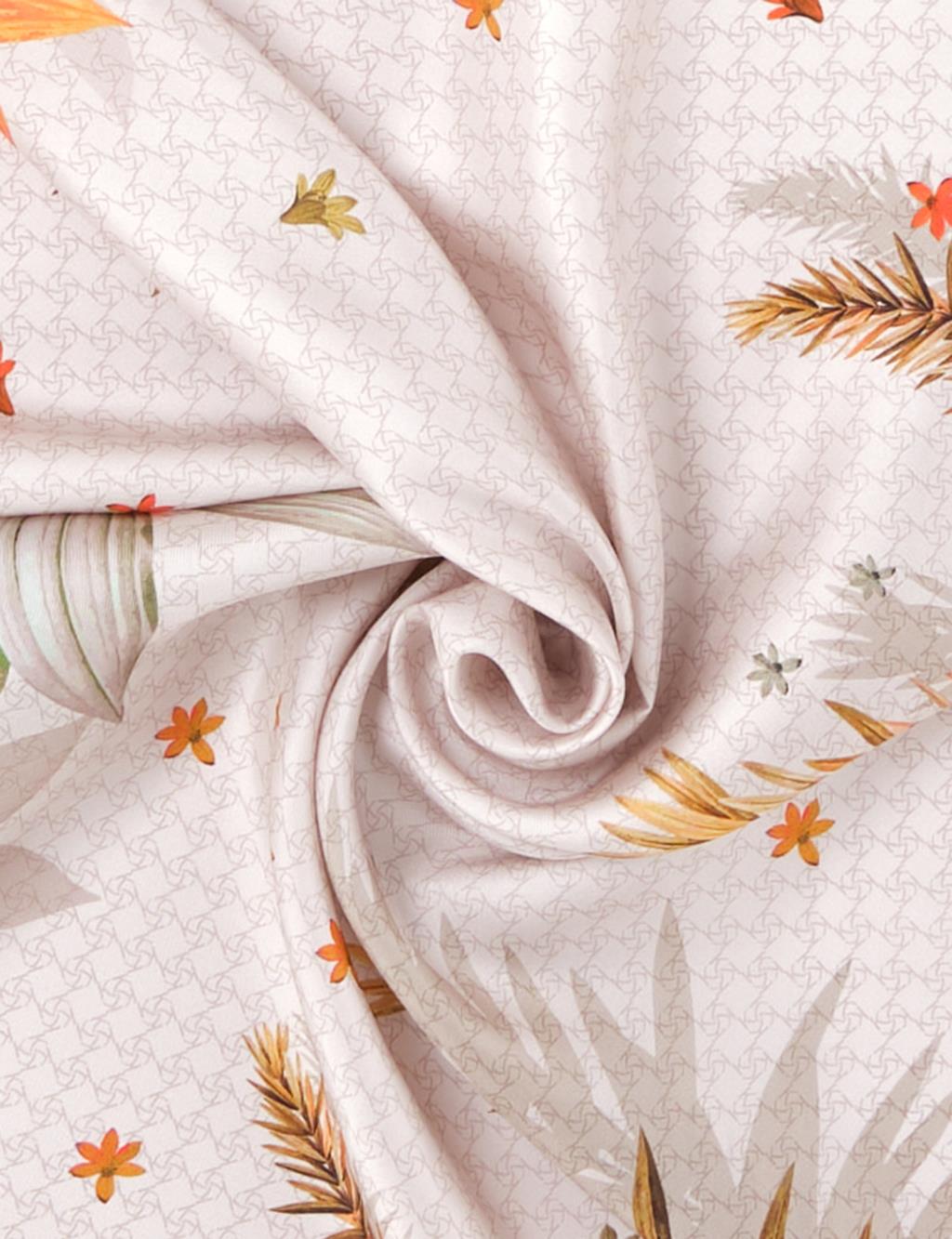 Monogram Patterned Twill Silk Scarf Stone