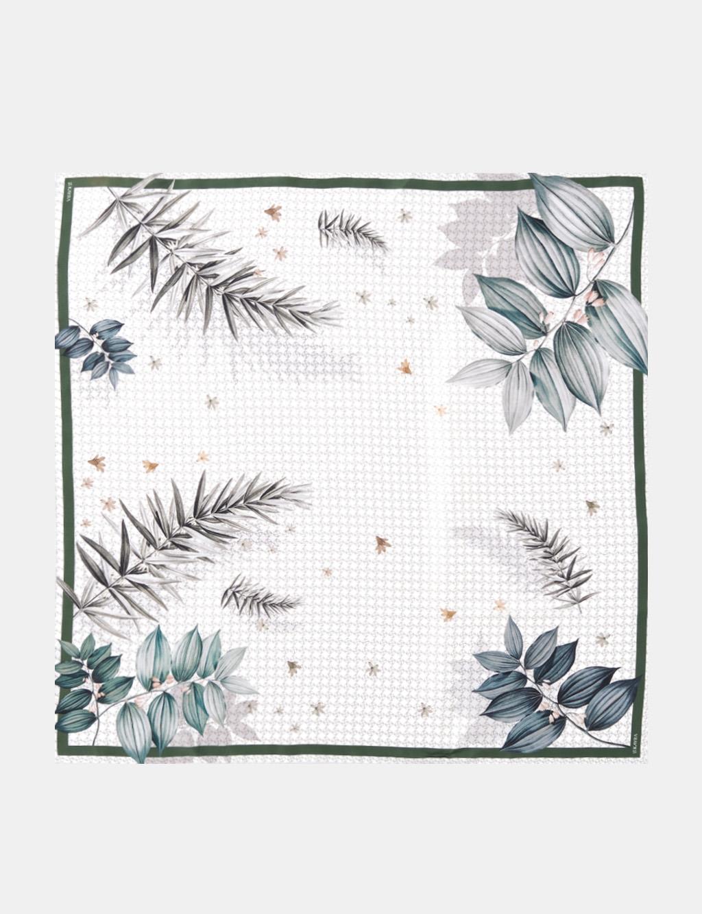Monogram Patterned Twill Silk Scarf Çağla Yeşil